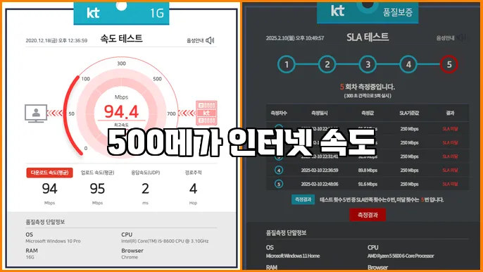 500메가 인터넷 속도