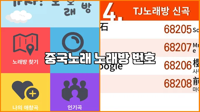 중국노래 노래방 번호